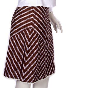 Cotton ALine skirt - Brown with White stripes